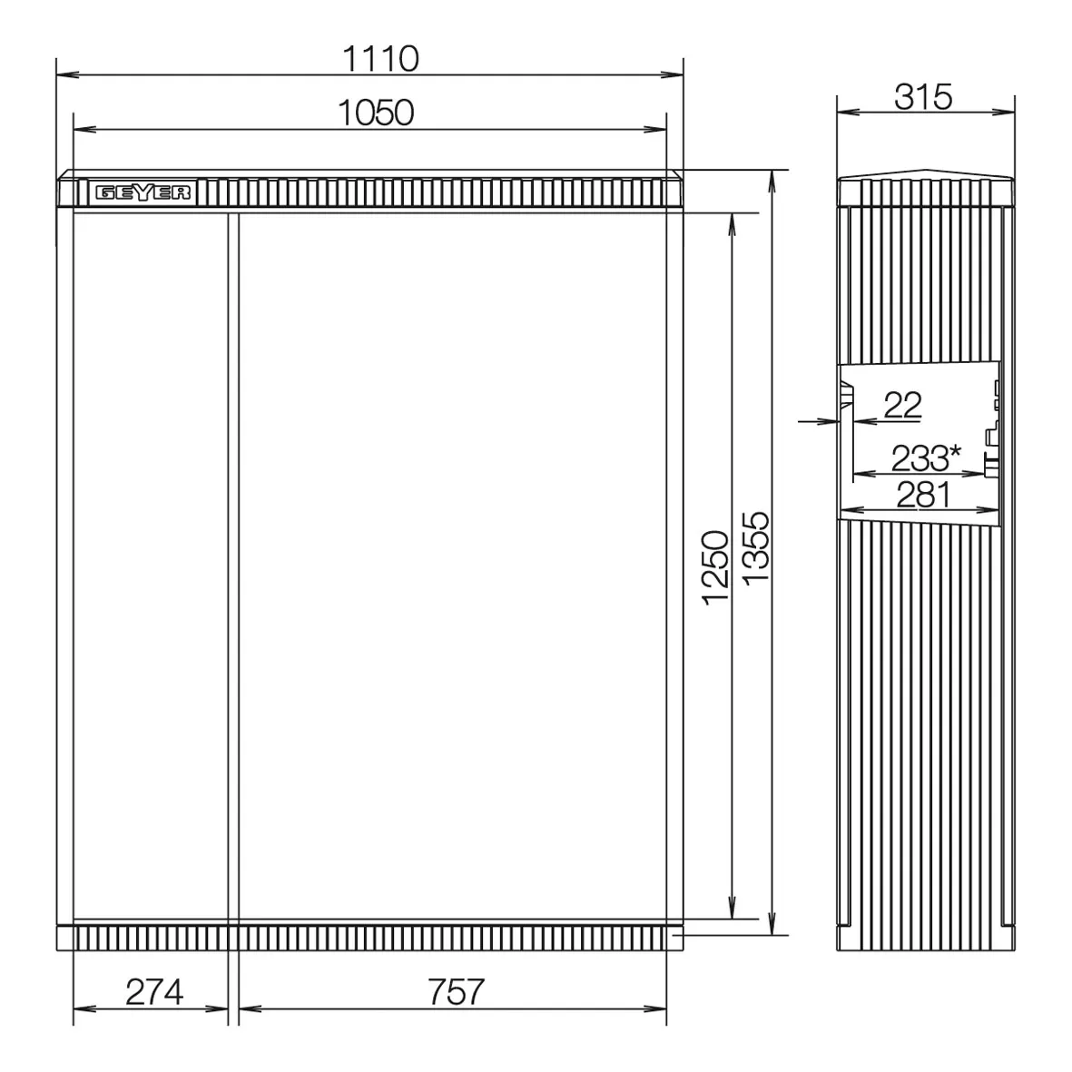 ABN KVS mit asymetrischen Türn, Montageplatte SL132V