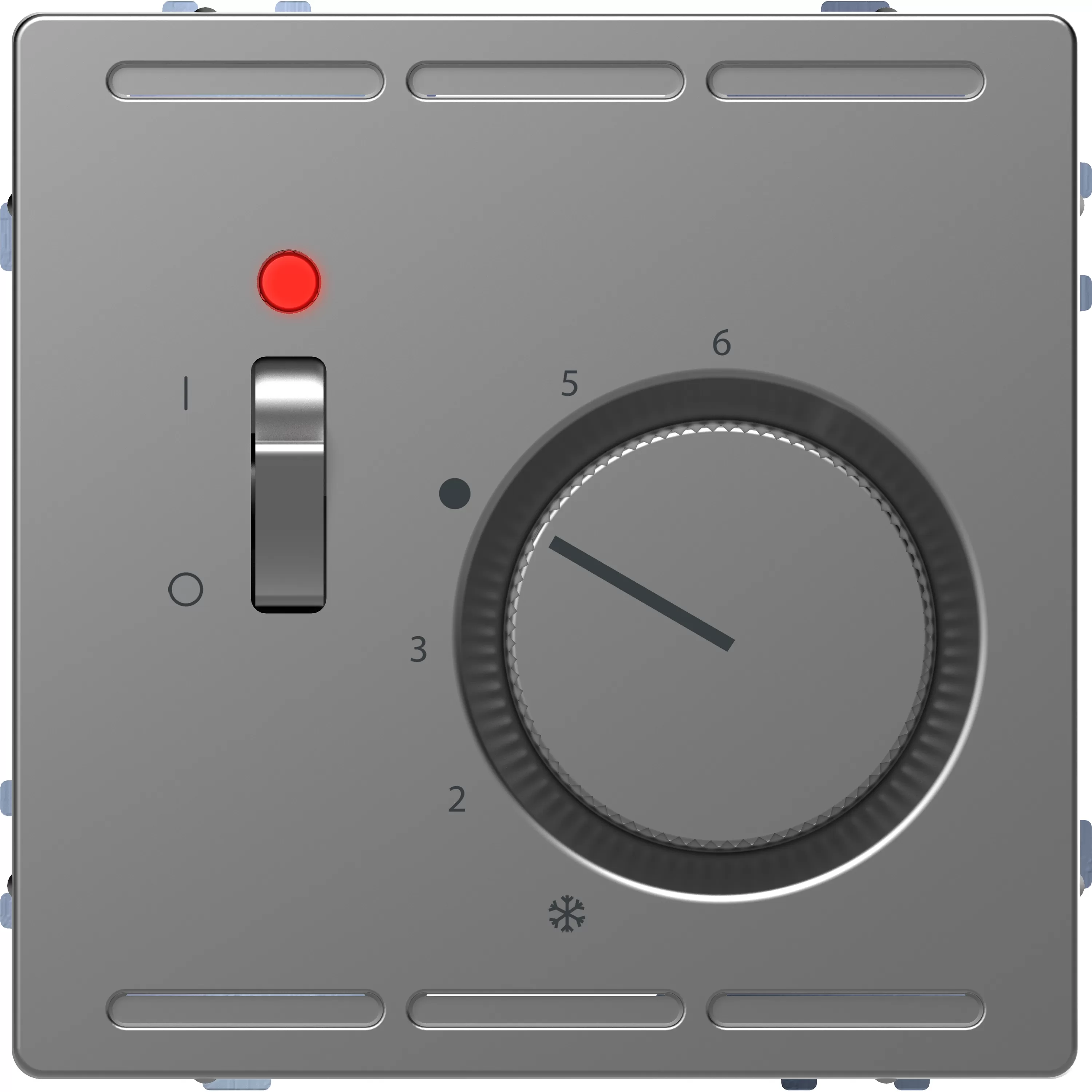 Merten Raumtemperaturregler 230V mit Schalter und Zentralplatte, Edelstahl, System Design MEG5760-6036