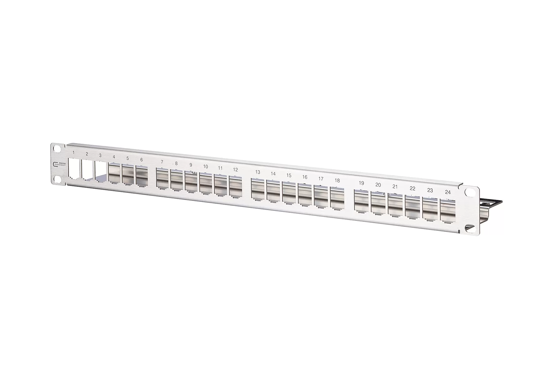 Metz Connect Modul 19 Zoll Modulträger 1HE 24 Port Edelstahl unbestückt 130921-00-E