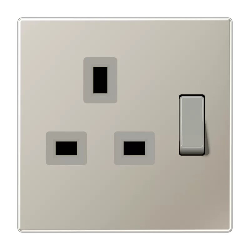 Jung Abschaltbare Steckdose British Standard, 13 A 250 V ~, Schraubklemmen BS 1363-1, 4 mm2, ohne Krallen, integrierter erhöhter Berührungsschutz, Serie LS ES3171
