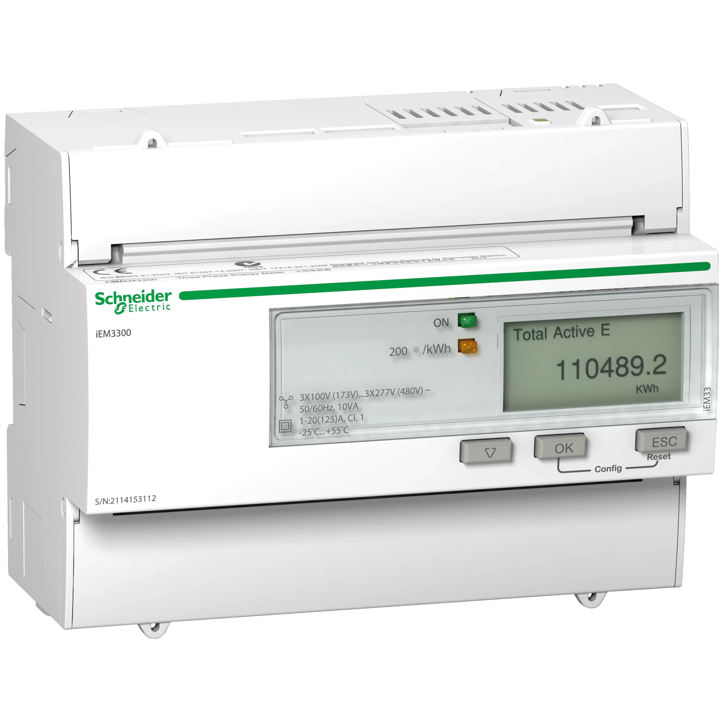 Schneider Electric IEM3300 Energiezähler, 125A A9MEM3300