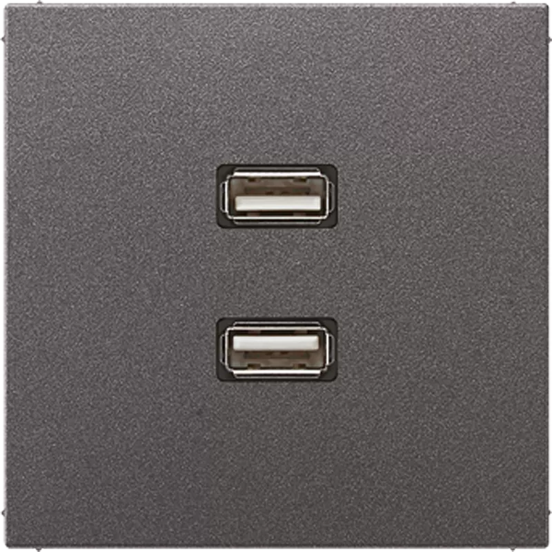 Jung Multimedia-Anschlusssystem 2 x USB 2.0, Serie LS, anthrazit (lackiertes Aluminium) MAAL1153AN