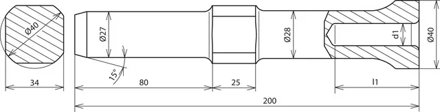 Dehn Hammereinsatz für Tiefenerder D25mm L200mm Ausführung Fabrikat Wacker Neuson 625005