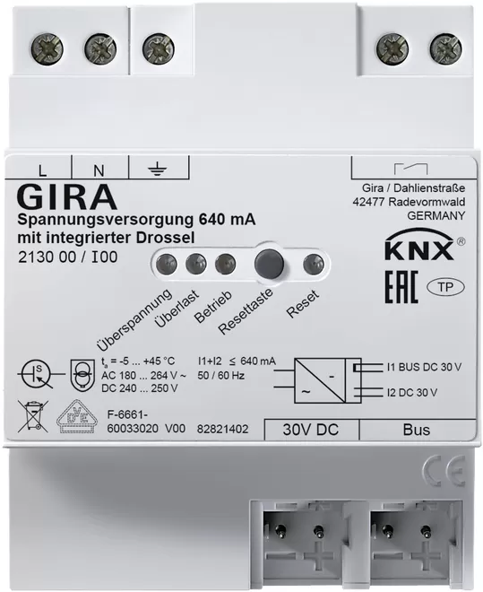 Gira Spannungsversorgung 640 mA Drossel KNX REG 213000