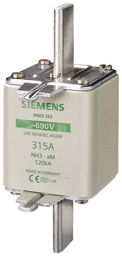Siemens NH-Sicherungseinsatz, NH3, In: 630 A, aM, Un AC: 690 V, Stirnkennmelder 3ND1372