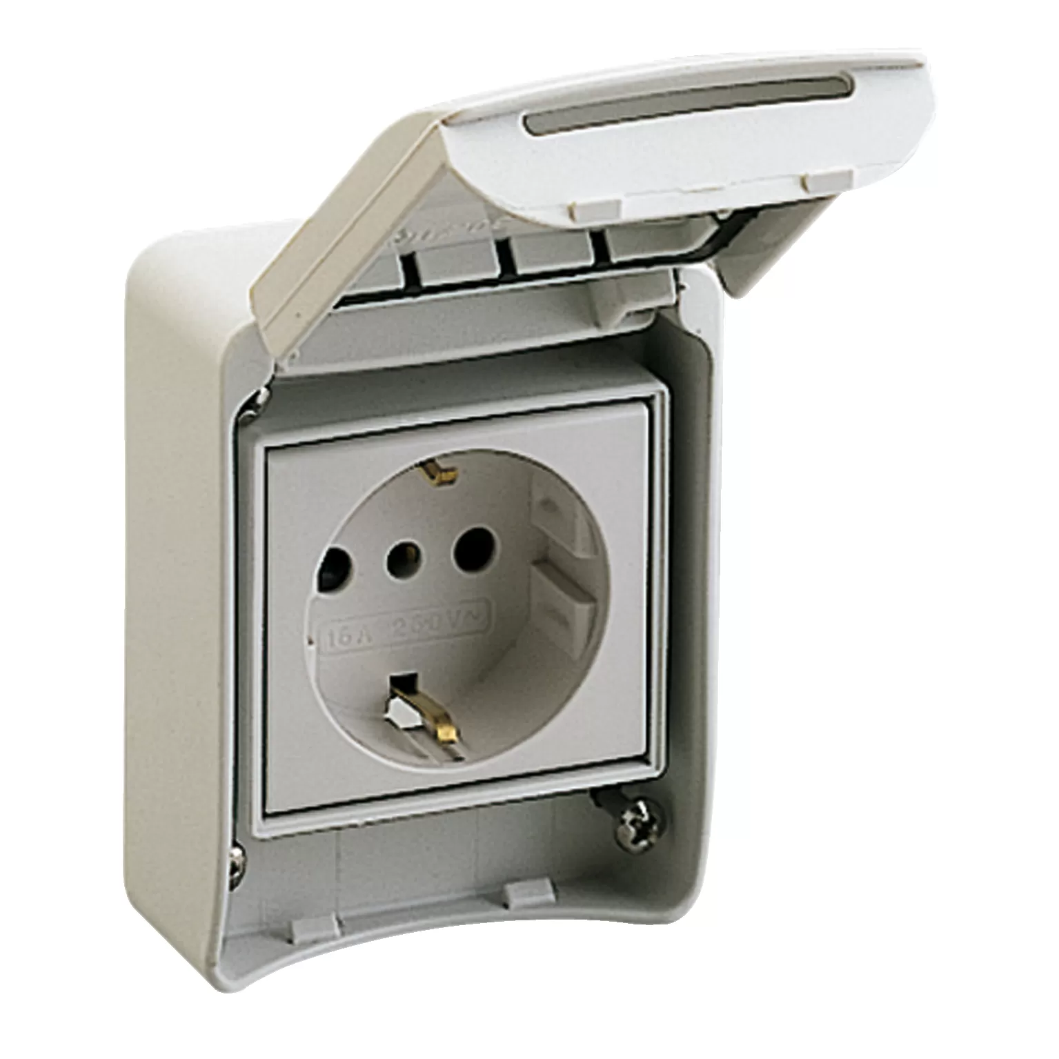 Schneider Electric Anbausteckdosen, grau, 2p+E, 10/16A, 250 V, Deutschland, IP65 81141