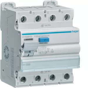Hager FI-Schalter 4P 10kA 100A 300mA Typ A CFA684D