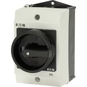 Eaton Hauptschalter, T0, 20 A, Aufbau, 2 Baueinheit(en), 3-polig, HALT-Funktion, mit schwarzem Drehgriff und Sperrkranz, abschließbar in 0-Stellung 207148