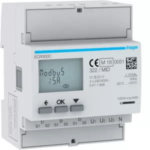 Hager Energiezähler 3ph, indirekt, MODBUS, MID ECR300C