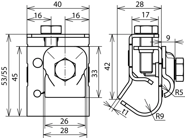Dehn Dachrinnenklemme NIRO f. Wulst 16-22mm m. Klemmbock f. Rd 6-10mm 339069