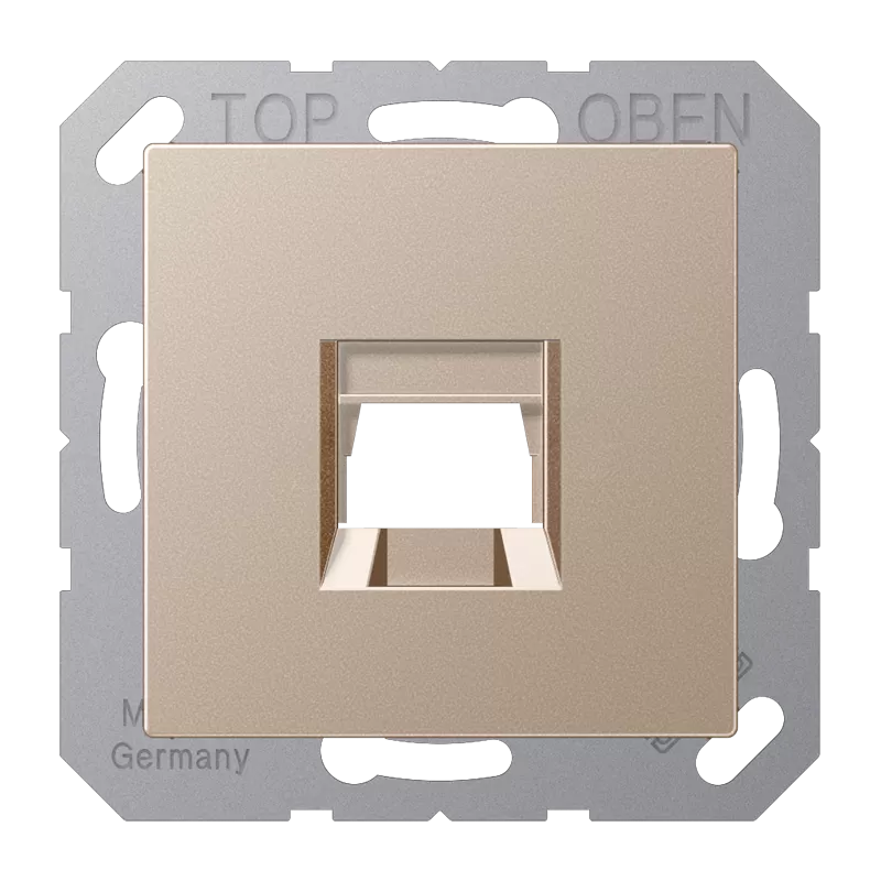Jung Abdeckung (gerastet) für Modular-Jack-Steckbuchsen 1fach, UMA-CAT6A, RADIALL, Panduit, Assmann, Thermoplast lackiert, Serie A, champagner A1569-1WECH