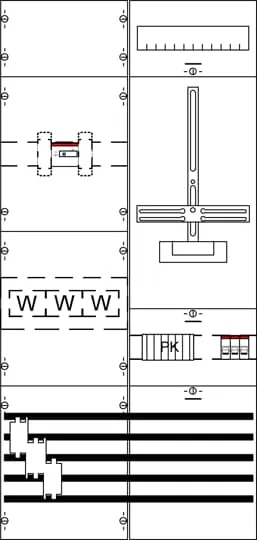 Striebel & John KA4261 Mess- und Wandlerfeld BH3-2FB vorverdrahtet mit Zählerkreuz KA4261