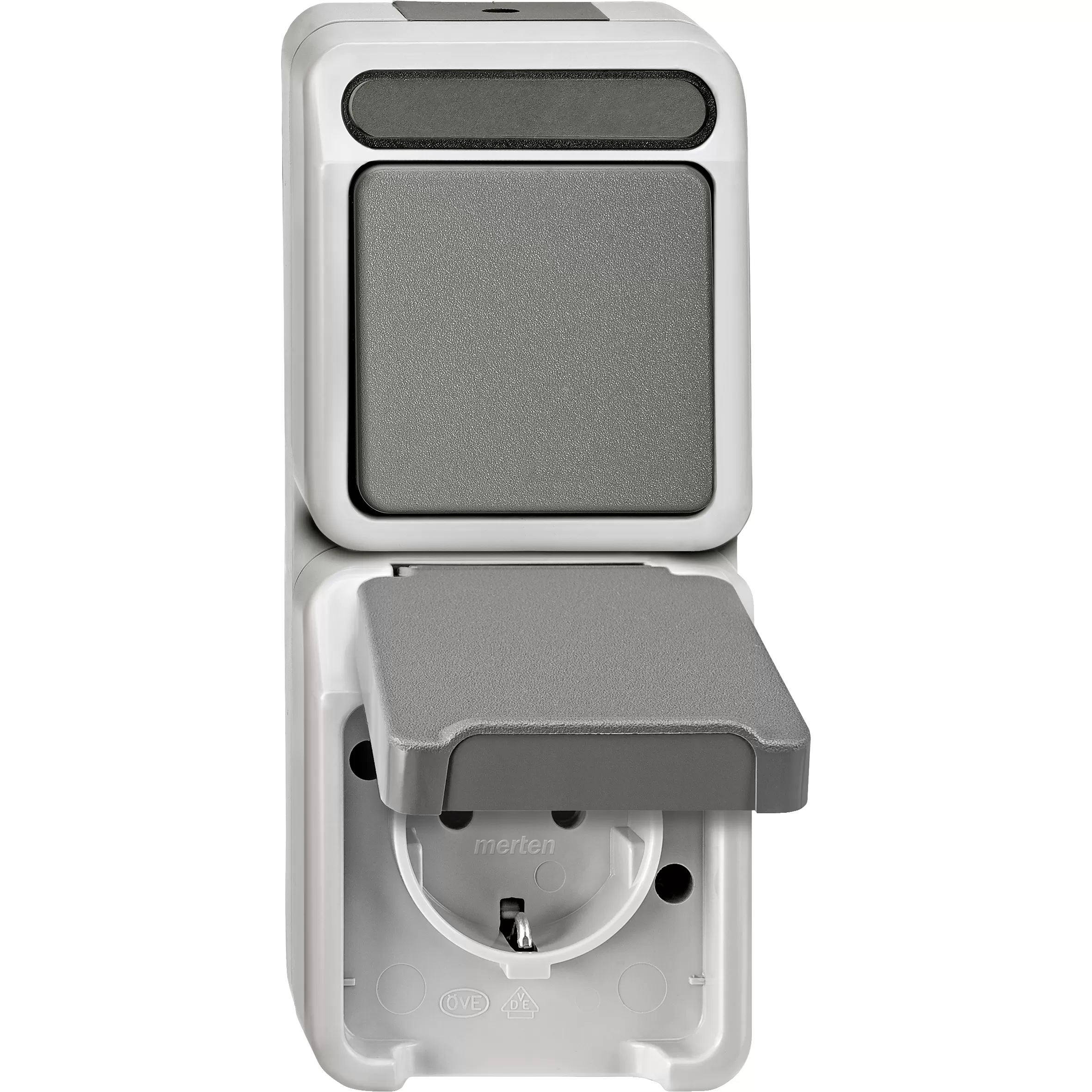 Merten Kombination SCHUKO-Steckdose/ Wechselschalter, lichtgrau, AQUASTAR MEG3495-8029
