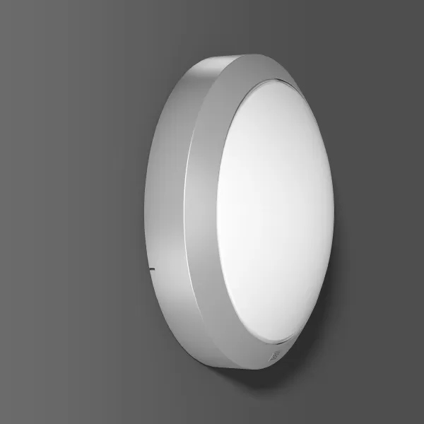 RZB Rounded Maxi, 22 W, 1250 lm, 830, silber, on/off Decken- und Wandleuchten, D 400 H 120, 116°, Glas opal 581639.004.19