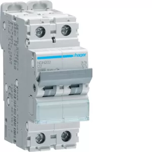 Hager LS-Schalter 2 polig 10kA/15kA D-2A 2M NDN202
