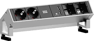 Bachmann DESK2 2xCEE7/3 1xUSB Charger 2xCM Strom 0,2m GST18 Weiß 902.229