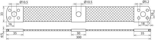 Dehn Überbrückungsband Al 50mm² L 300 mm m. Bef.-Bohrungen 3x10,5  8x5,2mm 377115