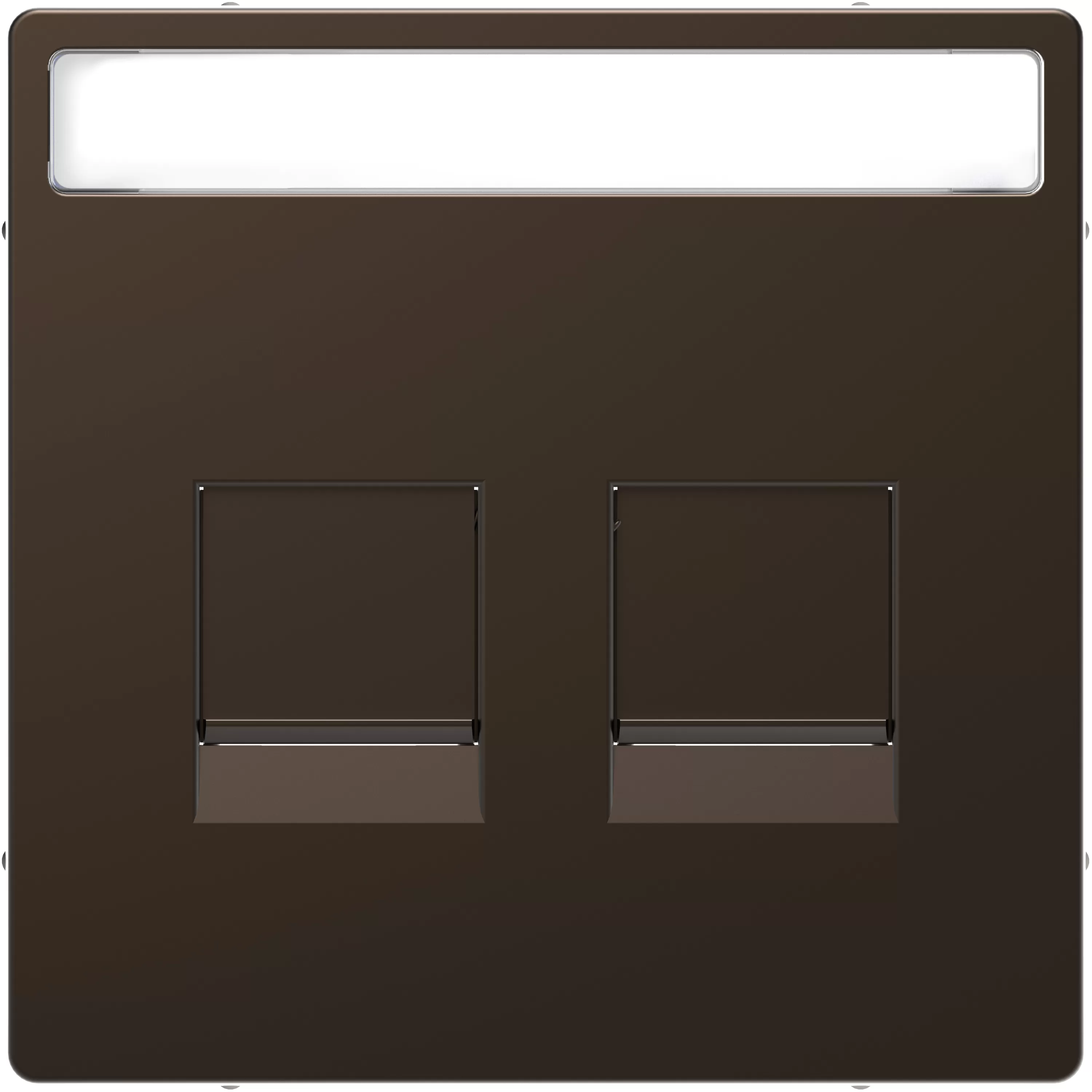 Merten Zentralplatte für Modular Jack 2fach mit Schriftfeld und Staubschutzschieber, Moccametallic, System Design MEG4564-6052