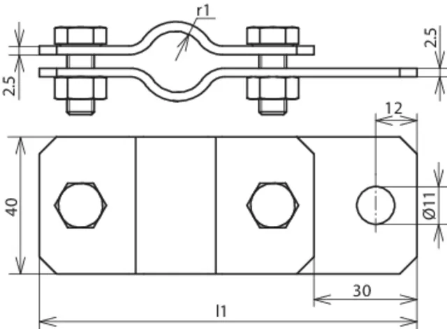 Dehn Erdungsrohrschelle D 17mm m. Anschlussbohrung D 11mm NIRO 410309
