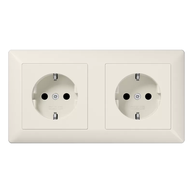 Jung Kabelkanal-SCHUKO® Steckdose, 2fach, 16 A 250 V ~, Thermoplast, Serie AS, weiß AS1522BF