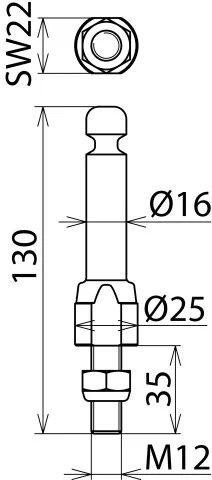 Dehn Erdungsfestpunkt m. Ringnut D 16mm u. Gewindebolzen m. Mutter M12x35mm 790251
