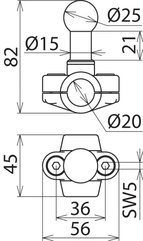 Dehn Kugelfestpunkt D 25mm Schelle Ausf. A f. Rd-Leiter 20mm 725020