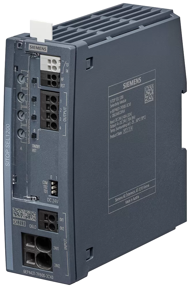 Siemens Selektivitätsmodul SITOP SEL1200, DC 24 V/4 x 2 ... 10 A mit Summenmeldekonta... 6EP44377FB003CX0