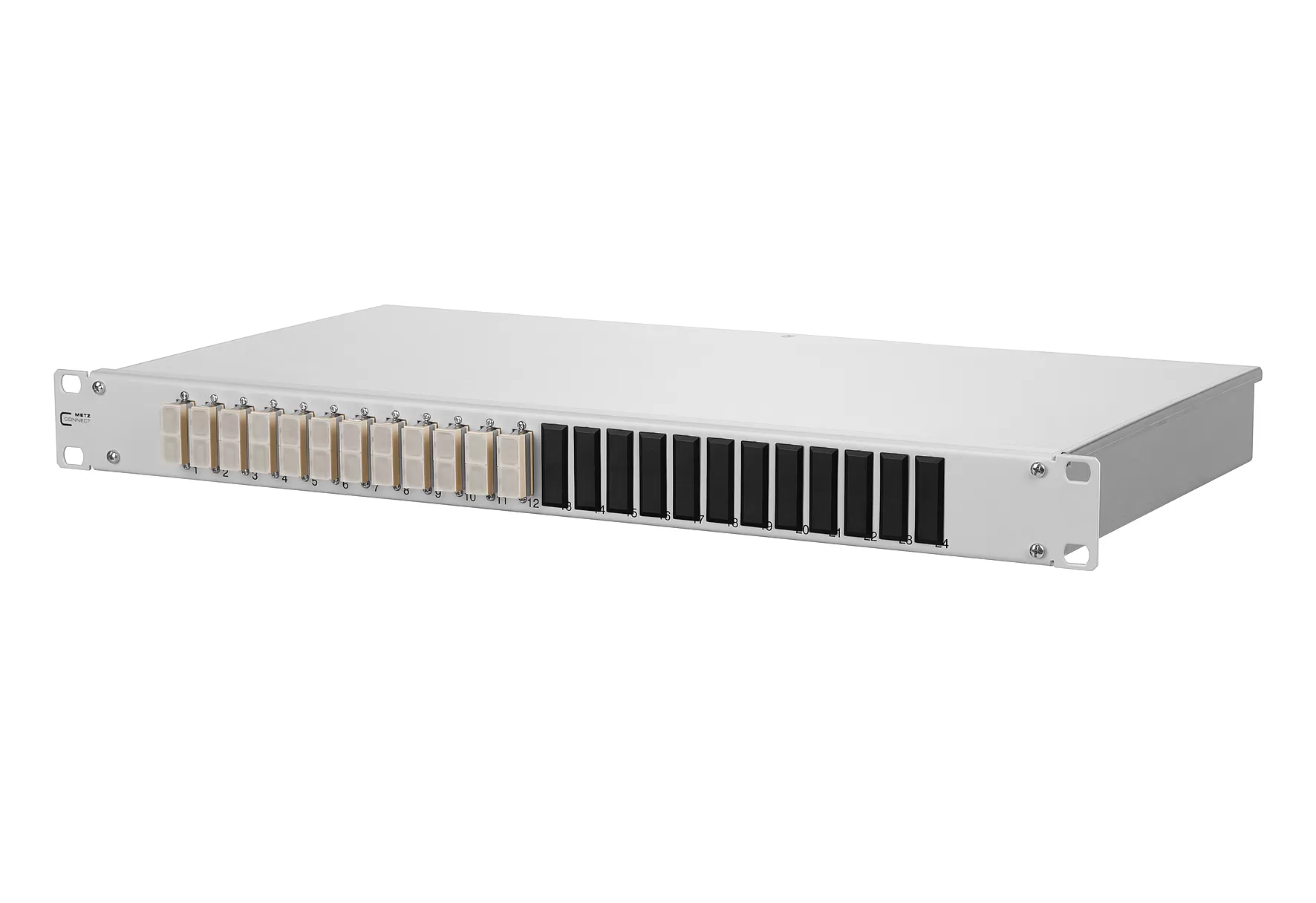 Metz Connect OpDAT fix Patchfeld splice 12xSC-D (beige), OM2, grau 150252B212-E