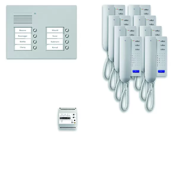 TCS audio:pack UP für 8 Wohneinheiten, mit Außenstation PUK 8 Klingeltasten 2-spaltig + 8x Türtelefon ISH3030 + Steuergerät BVS20 PPU08/2-EN/02