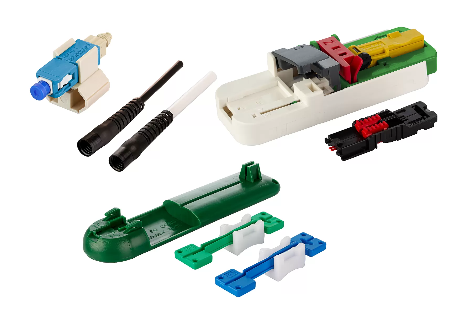 Metz Connect OpDAT FAST Hybrid Steckerbausatz SC UPC OS2 20 Stück für Kabel Ø 2,0 + 3,0 mm inkl. Cleaver-Set, Faser-Guide und Kabelassemblierungsset 1509QKEO002C-E
