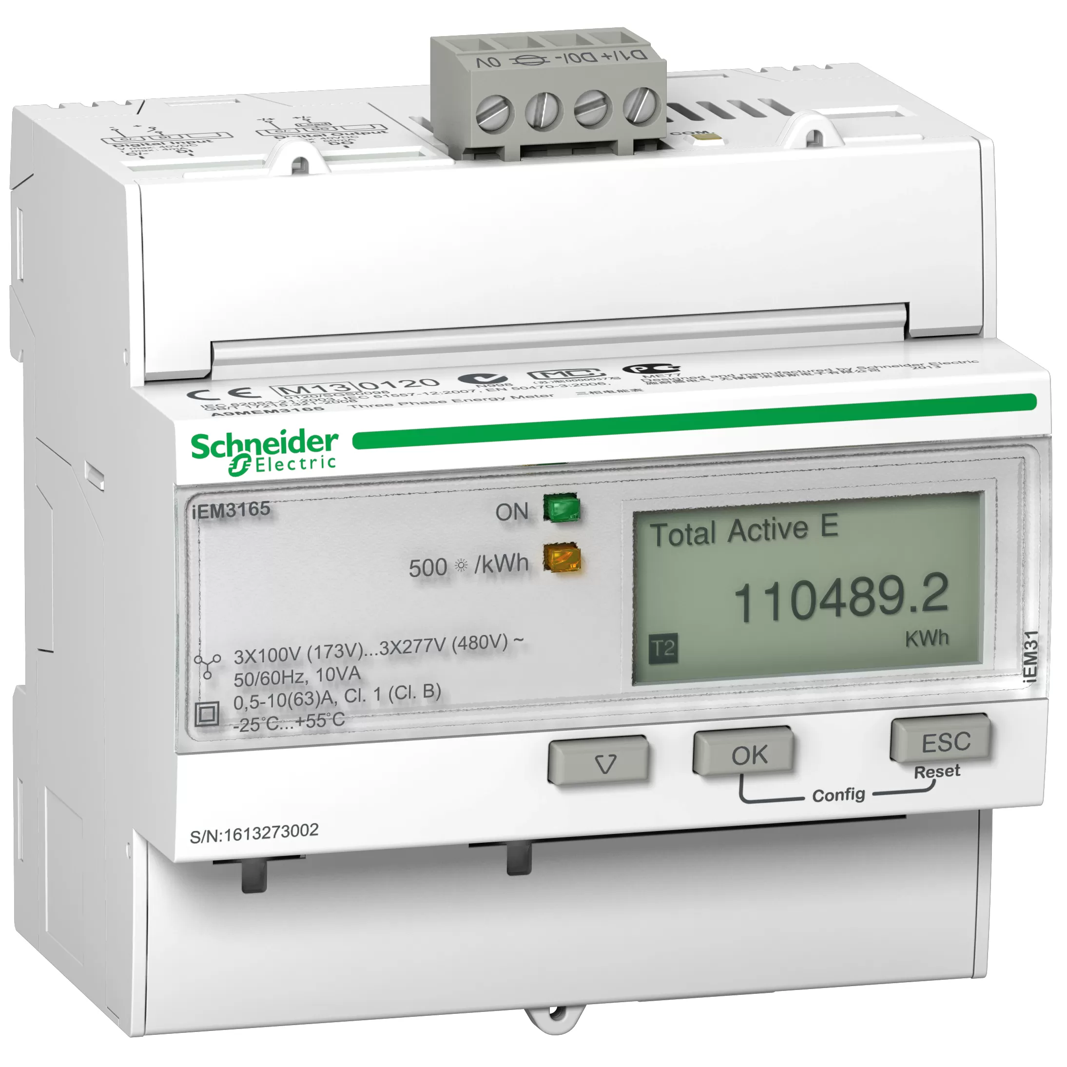 Schneider Electric Energiezähler, 3-phasig, 63A, erweiterte Messfunktion, BACnet, 1E/1A, MIDkonform A9MEM3165