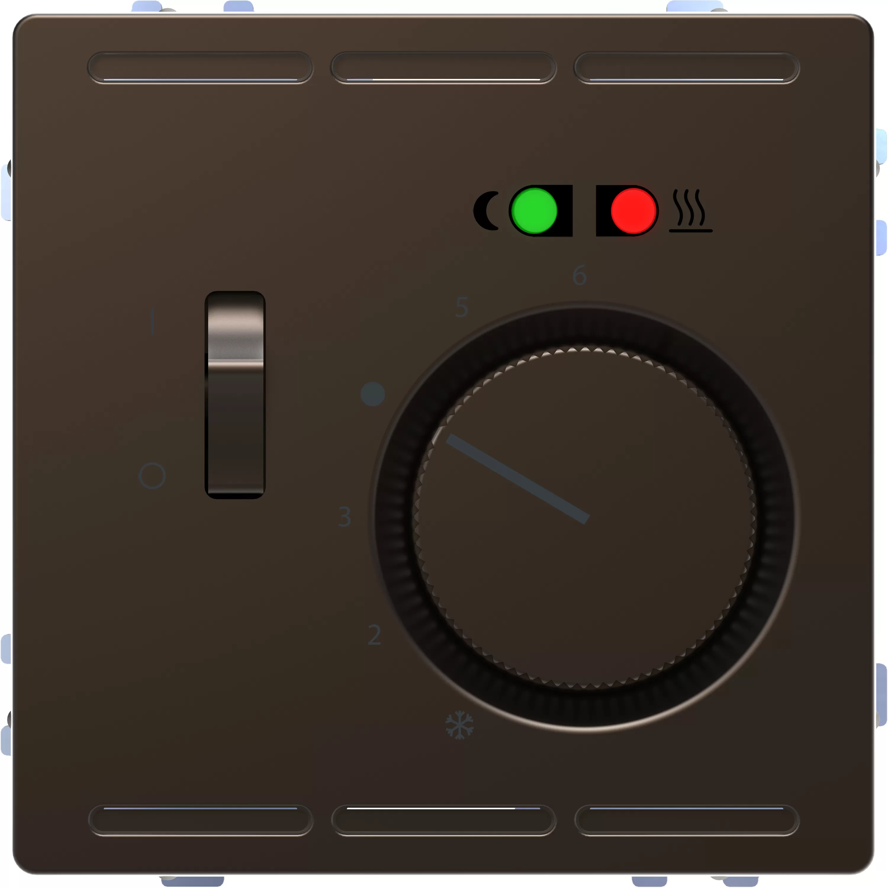 Merten Fußbodentemperaturregler 230V mit Schalter und Zentralplatte, Moccametallic, System Design MEG5764-6052