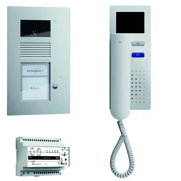 TCS video:pack AP 1 Wohneinheit, mit Außenstation AVU 1 Klingeltaste + 1x Video Türtelefon IVH3222 + Steuergerät VBVS05 PVU1610-0010