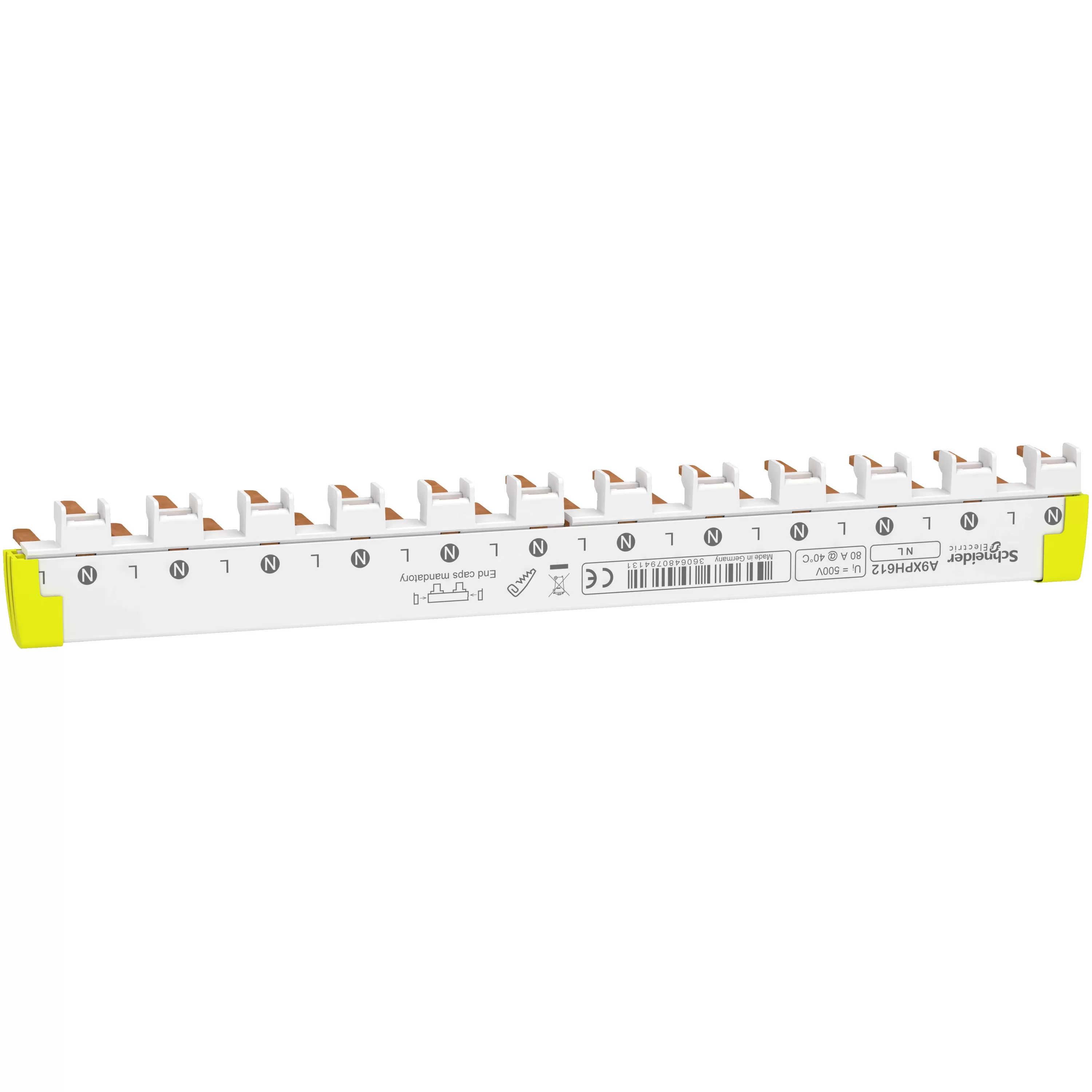 Schneider Electric Phasenschiene für FI/LS, ablängbar, 1P+N, 12 Module für 6 FI/LS, 80A A9XPH612