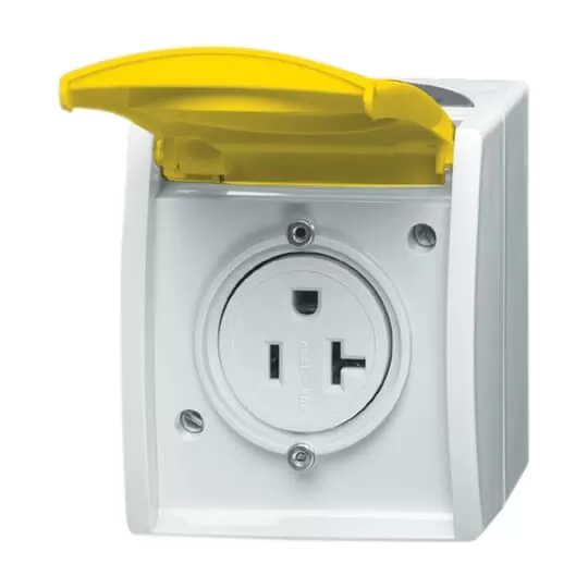 Busch-Jaeger 3016 EWN-53 | Busch-Nema-Steckdose mit gelbem Klappdeckel