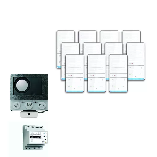TCS audio:pack Einbau für 11 Wohneinheiten, mit Einbaulautsprecher ASI12000 + 11x Freisprecher ISW5031 + Steuergerät BVS20 PAIF110/002