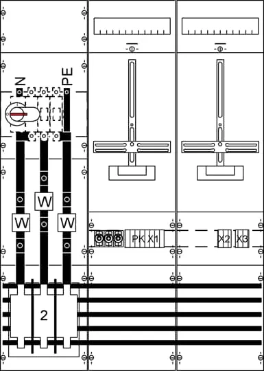 Striebel & John KA4228 Mess- und Wandlerfeld H3/B3 vorverdrahtet mit Zählerkreuz KA4228