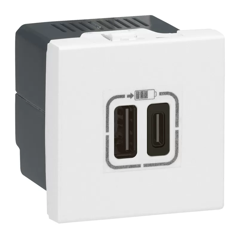 Legrand Mosaic 2xusb-C 2-modulig 3A Farbe: Ultraweiß 077590