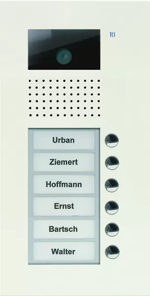 TCS Video Außenstation Serie AVU mit 6 Klingeltasten (rechtsbündig), 1-spaltig, UP weiß AVU14060-0019