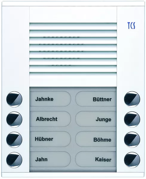 TCS Audio Außenstation Serie PES 8 Klingeltasten (rechts-/ linksbündig), AP weiß PES08-WS/04