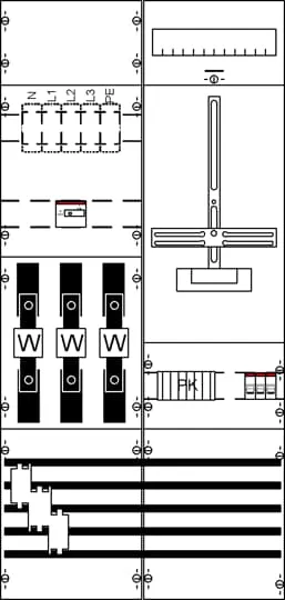 Striebel & John KA4265 Mess- und Wandlerfeld BH3 vorverdrahtet mit Zählerkreuz KA4265