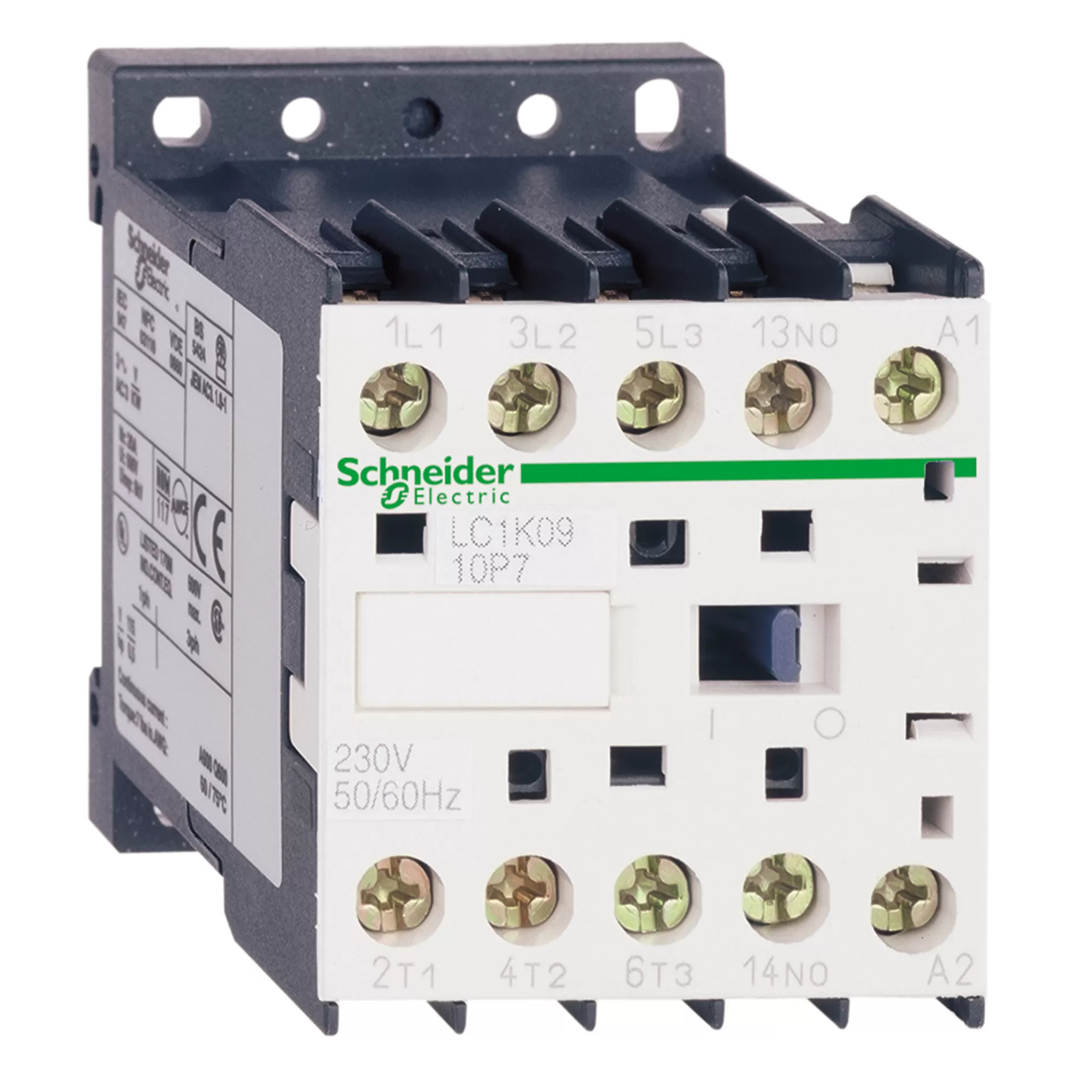 Schneider Electric Leistungsschütz 3p, +1S, 4 kW, 9 A, 400 V AC3, Spule 230 V AC LC1K0910P7