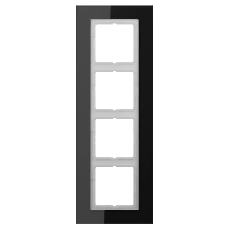 Jung Glasrahmen 4fach, senkrechte und waagerechte Montage, Glas, LS PLUS, schwarz LSP984GLSW