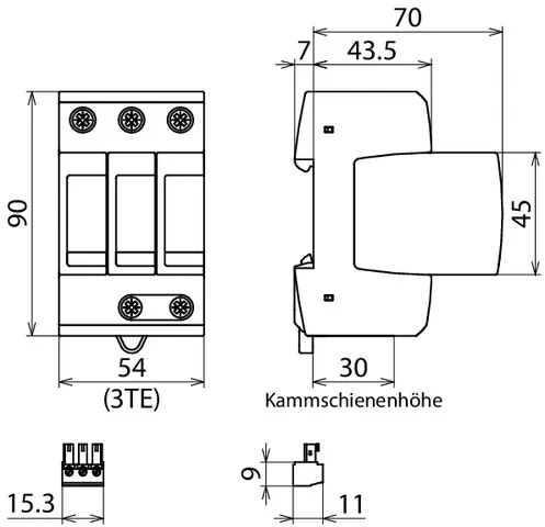 Dehn Überspannungsableiter Typ 2 DEHNguard M 3-polig Uc 275V mit ACI-Technologie 952330