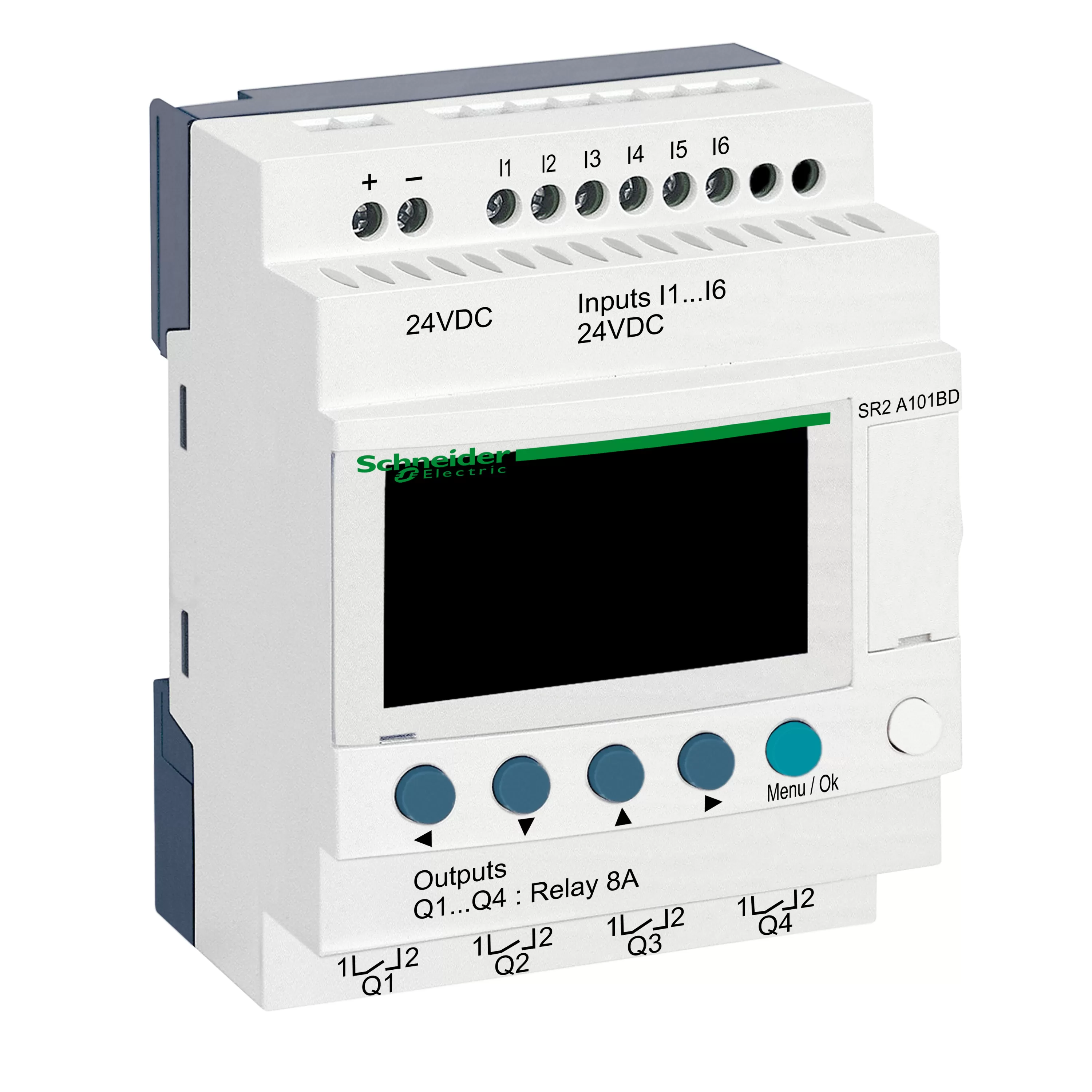 Schneider Electric SPS-Steuerrelais, Zelio Logic, kompakte Ausführung, 10 E/A, 24 VDC, Display, Relaisausgänge SR2A101BD