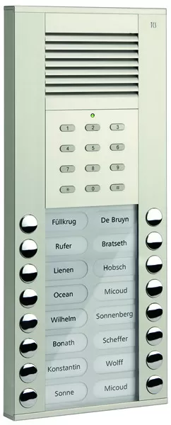 TCS Audio Außenstation Serie ASE 16 Klingeltasten (rechts-/linksbündig) mit integriertem Codeschloss, AP silber ASE51160-0010