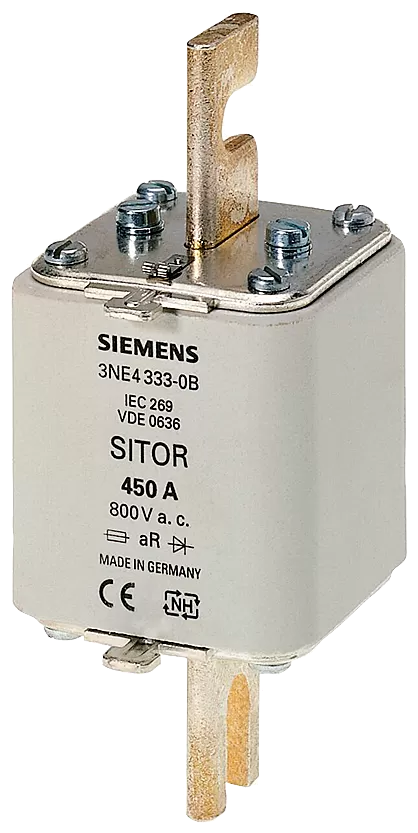 Siemens SITOR-Sicherungseinsatz, mit geschlitzten Messerkontakten, NH2, In: 450 A, aR 3NE43330B