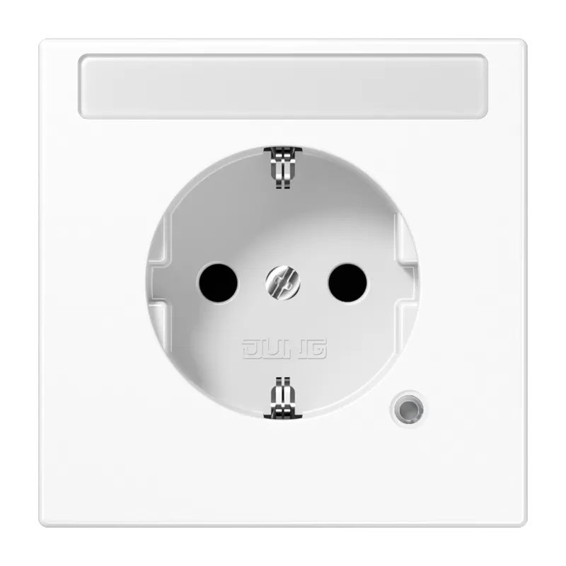 Jung SCHUKO Steckdose, 16 A 250 V ~, ohne Krallen, mit Funktionsanzeige, mit Schriftfeld, integrierter erhöhter Berührungsschutz, Thermoplast, Serie LS, al LS1520BFNAKOWW