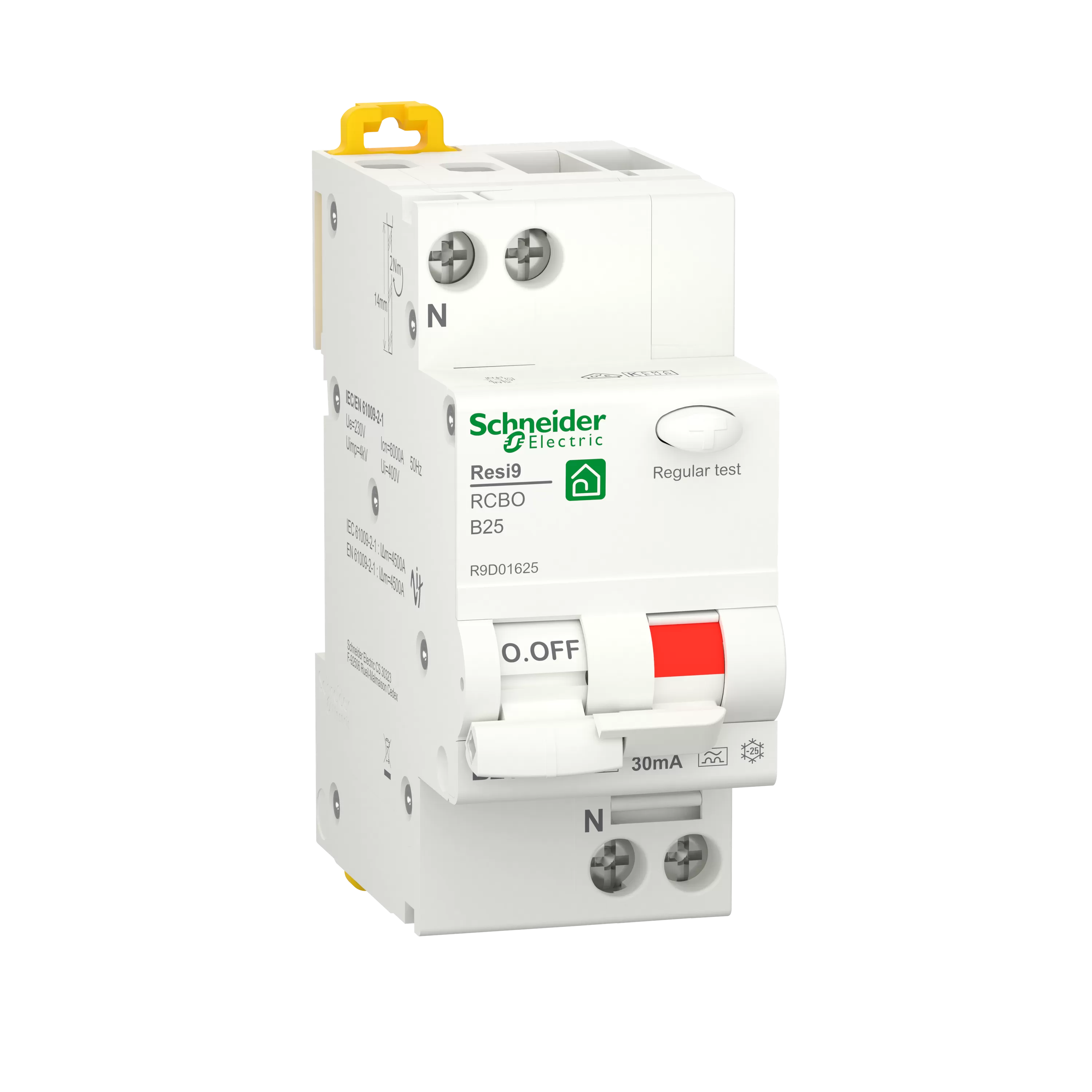 Schneider Electric FI/LS-Schalter Resi9 1P+N, 25A, B-Char., 30mA, Typ A, 6kA R9D01625