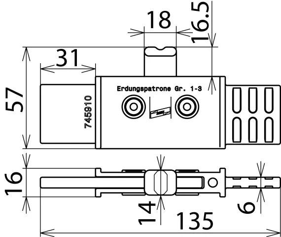 Dehn Erdungspatrone NH Gr. 1...3 vollisoliert m. T-Anschluss 745910